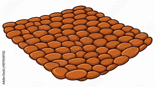 Textured brown cobblestone path with rounded, tightly packed stones, isometric view