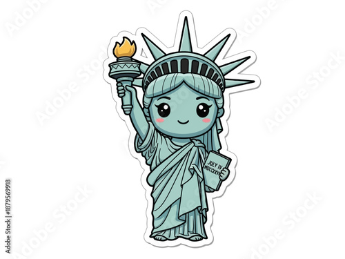 Cartoon Statue of Liberty Character.