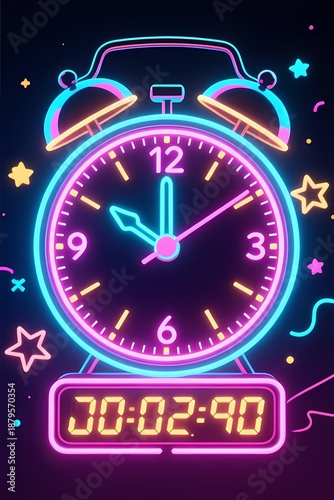 Neon Alarm Clock Countdown Timer
