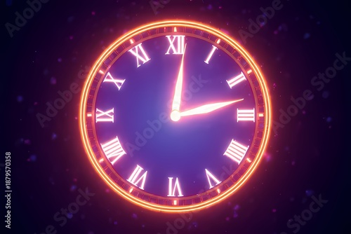 Glowing Roman Numeral Clock Face