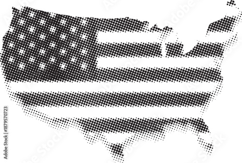Halftone USA Map Graphic for American Patriotic Design