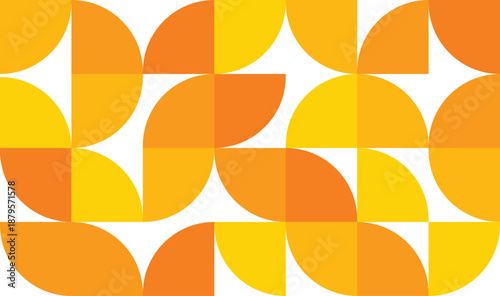 Vibrant Orange Yellow Semi-Circle Geometric Pattern Background – Warm Saturated Retro Modern Abstract Vector, Vector illustration.