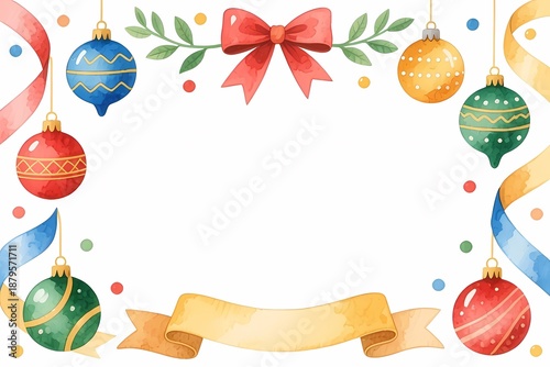 Horizontal Watercolor Holiday Border