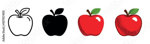 Evolution of apple icons: from outline to glowing red design