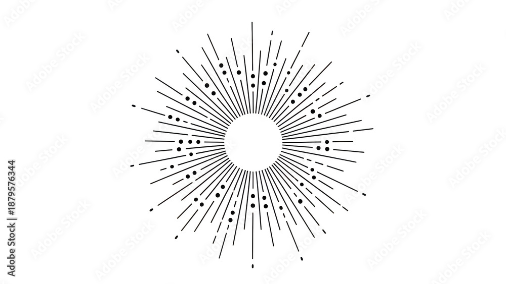 Fototapeta premium Abstract White Sunburst With Radiating Lines On Black