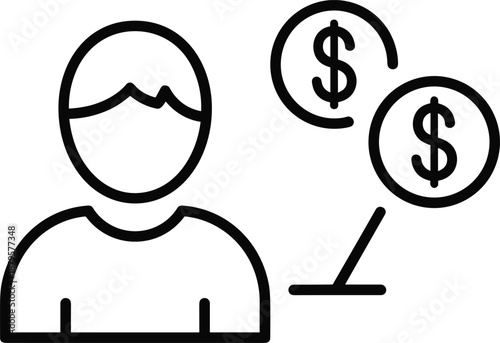 Personal finance icon illustrating income growth, salary increase, money management, investment return, and financial planning concept isolated on white background