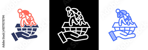 Refugee Support triple icon