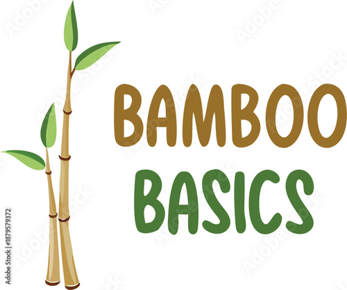 A simple flat vector illustration of a natural bamboo stalk with wood grain texture for sustainable design and organic eco friendly concepts isolated on a white background for green marketing.