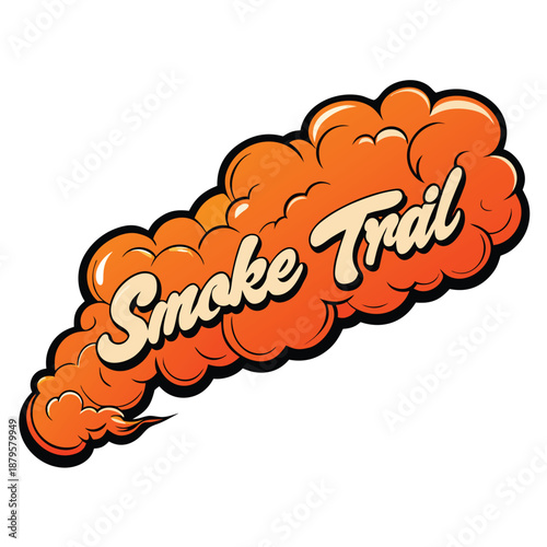 A fast minimalist flat vector illustration of a bright orange flare smoke trail for movement and safety concepts isolated on a white background for maritime and rescue themed design.