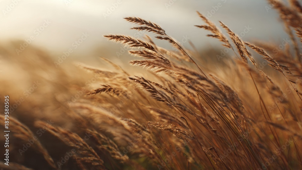 Obraz premium Golden Wheat Field in Warm Sunlight