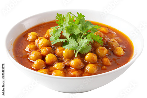 Chole chickpea curry tangy tomato gravy isolated on transparent background