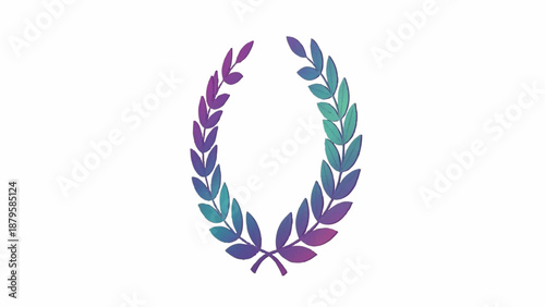 Purple and teal gradient laurel wreath illustration symbolizing achievement and victory