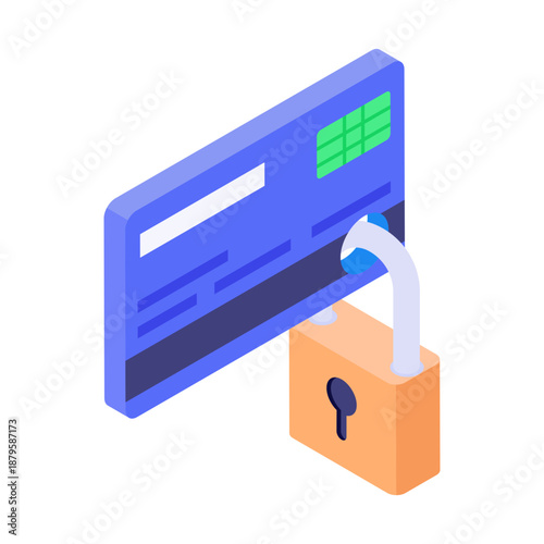  Isometric style icon showing a secure payment