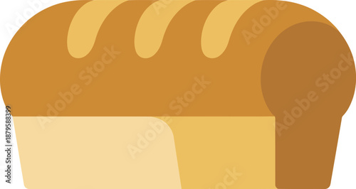 Vector Loaf Bread Icon with Golden Crust and Soft Interior for Food Design