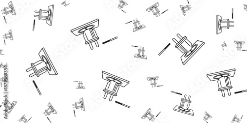 Abstract pattern of electrical plugs and wires on a white background for electrical concepts