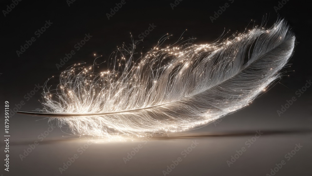 Obraz premium Glowing Feather in Dark