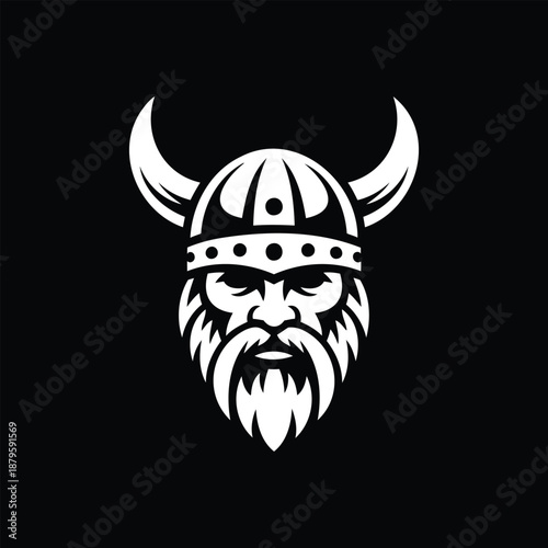 Ancient Viking Head Emblem For Mascot Design