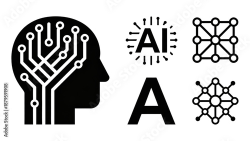 Artificial Intelligence and Neural Network Vector Icons