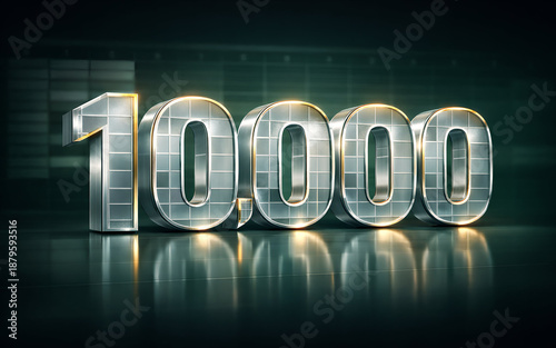 The image shows metallic 3D numbers 