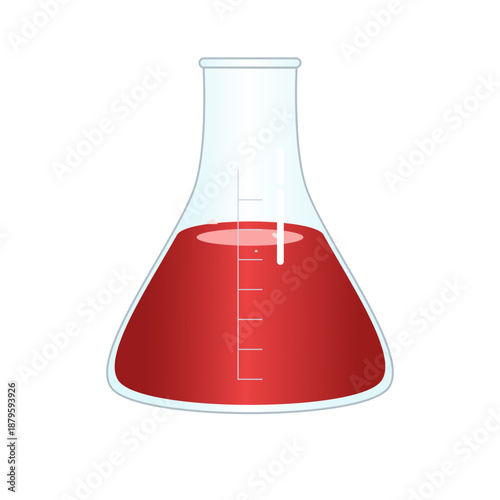 Scientific Flask With Red Liquid Vector Illustration