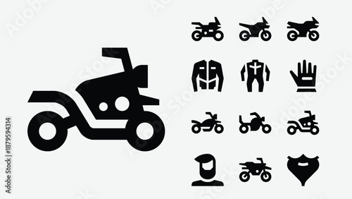 Biker and cycling icons set