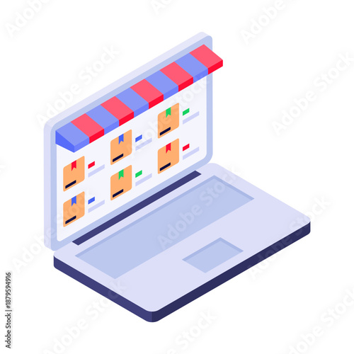 An isometric style icon of delivery truck