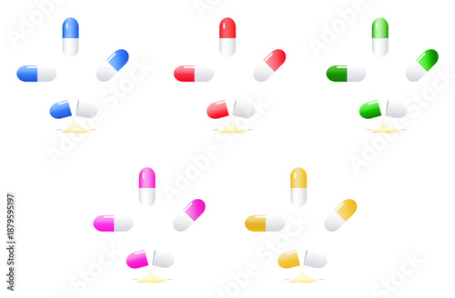 Colorful Pill Capsule Illustration for Healthcare Promotion