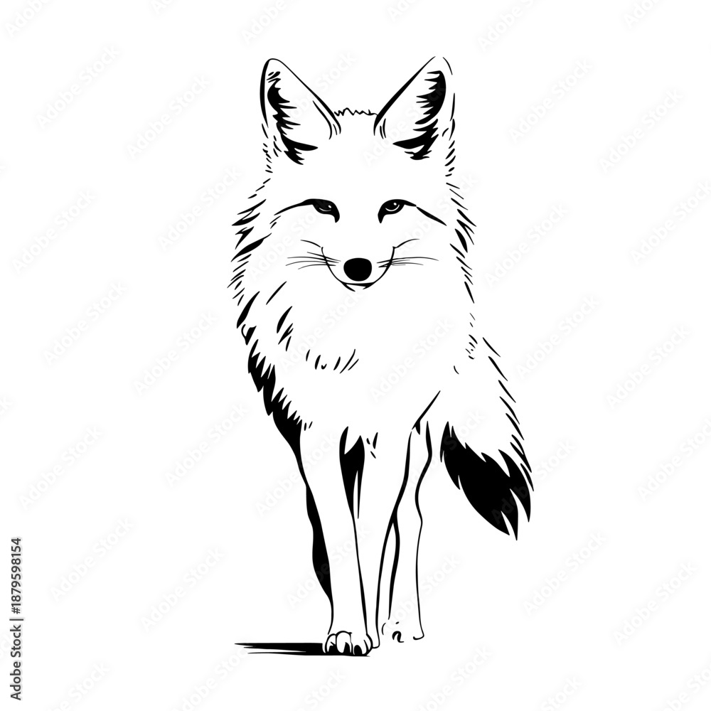 Fototapeta premium Coyote. Coyote simple black and white line art vector logo