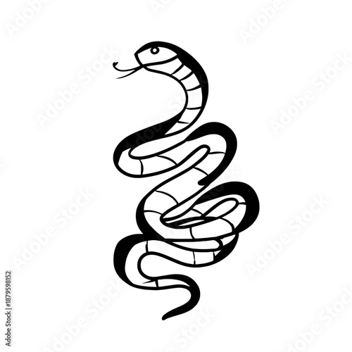 Boa Constrictor. Boa Constrictor simple black and white line art vector logo