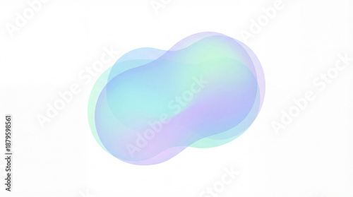 A blob of soft, iridescent color floats dreamily against a white backdrop. Hues of blue, green, and purple blend in a whimsical, otherworldly shape.