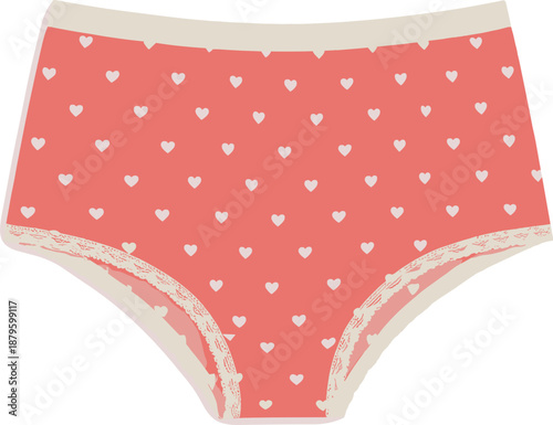 Cute women underwear illustration with heart pattern panties for comfortable daily lingerie fashion design