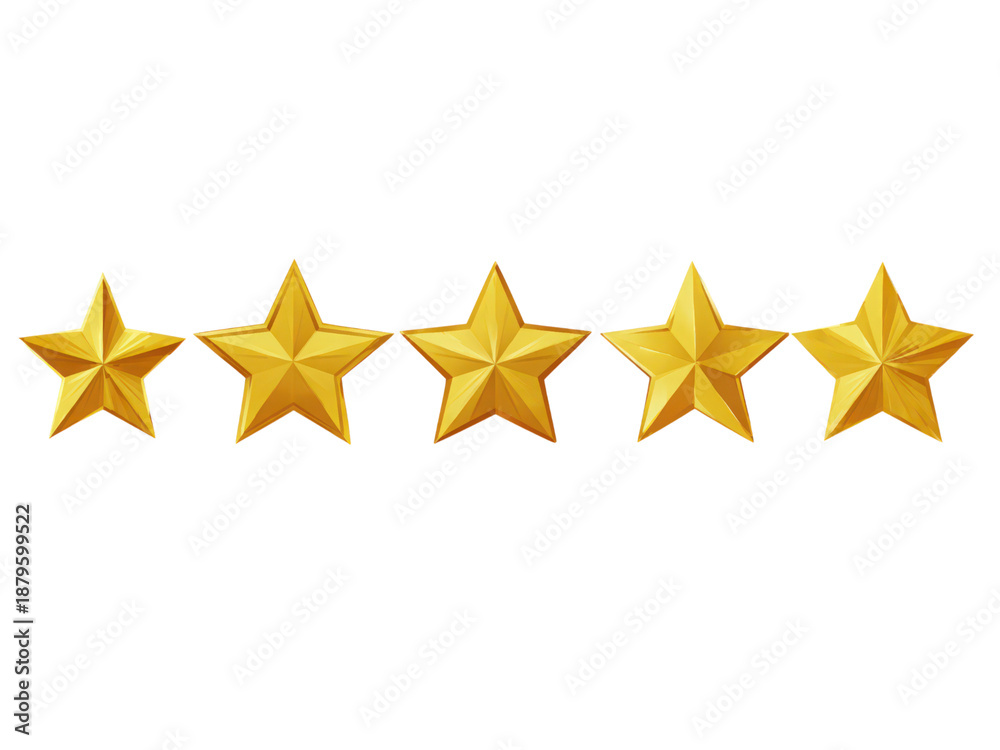 Fototapeta premium Five gold stars are lined up in a row