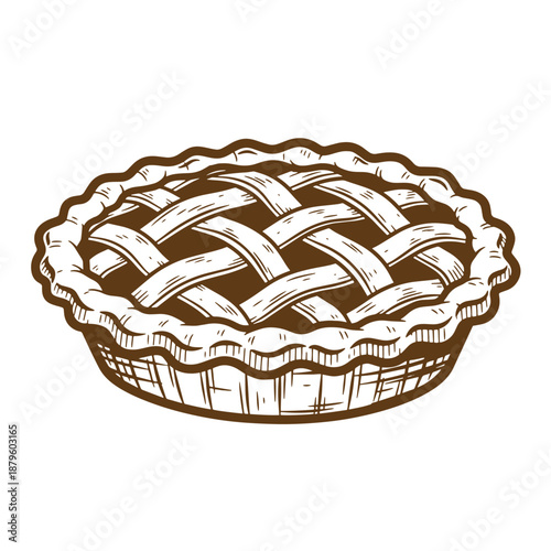Drawing Vintage grunge  texture A drawing of a pie with a woven crust on top  a traditional dessert often served at gatherings and holidays