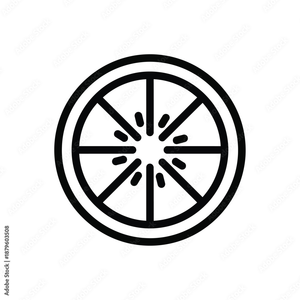 Fototapeta premium Citrus Slice Icon – Lemon Orange Fruit Line Vector Illustration