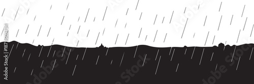 Rainy Day Landscape with Black and White Color Scheme