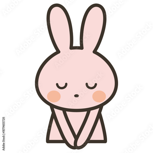 お辞儀をするかわいいうさぎキャラの上半身イラスト