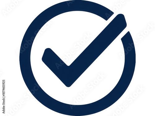 A blue check mark is on a white background