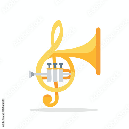 Golden Trumpet and Musical Note Symbol