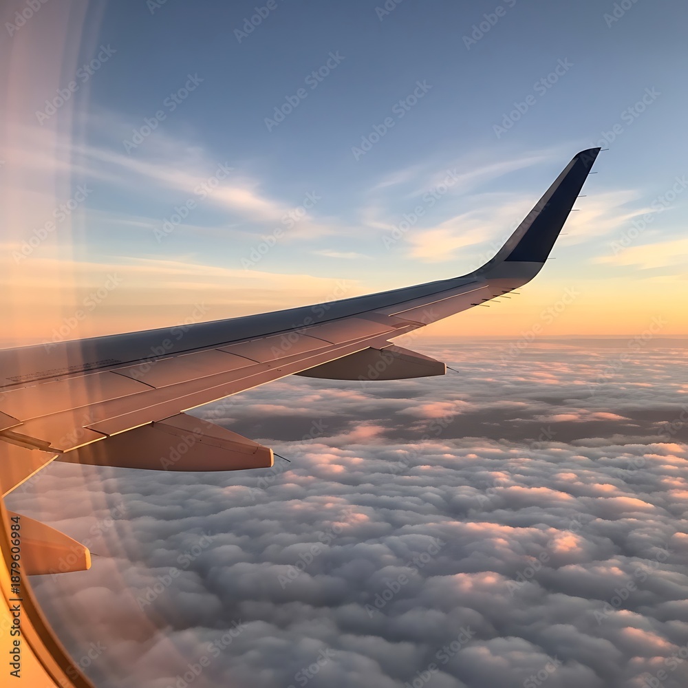 Obraz premium Plane wing over clouds.