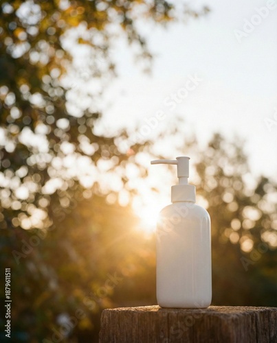 White ceramic vase with harsh striped shadows from window blinds. Aesthetic minimalist still life background