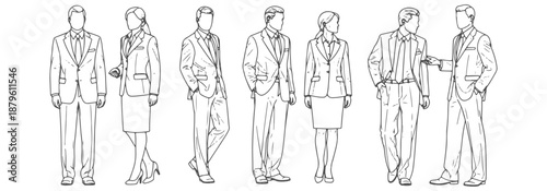 Professional Architectural Formal Business People CAD Drawings - Figures in Suits and Office Wear for Elevation Sections