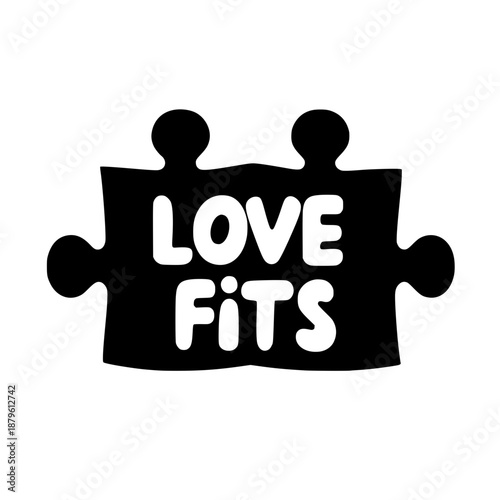 Love Fits Puzzle Couple Silhouette Romance Relationship Vector Illustration Flat Design Scalable Art