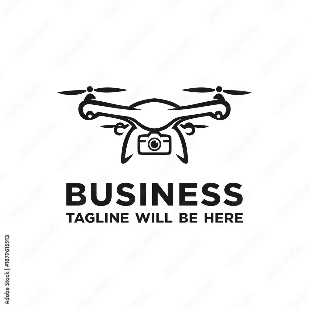 Fototapeta premium Modern Drone with Camera Logo for Aerial Photography Business