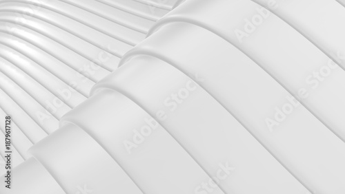White minimal striped background, 3D line pattern, abstract  white gray waves...