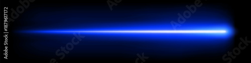 Blue laser beam, moving light streak ray, glowing comet light flare.