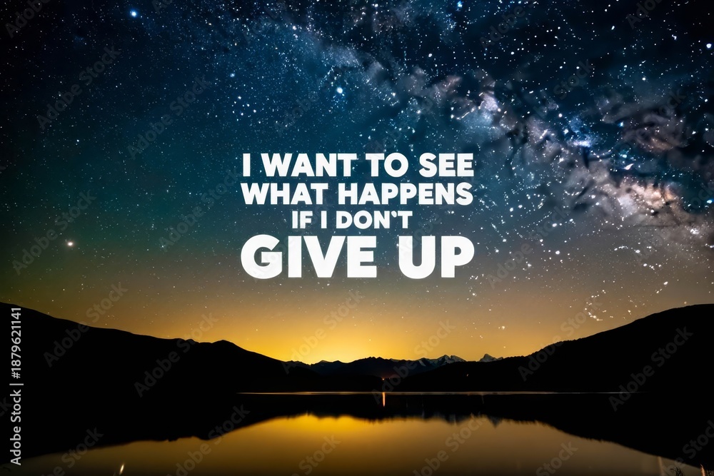 Naklejka premium I want to see what happens if I don't give up, Inspirational and Motivational Quotes Image Design.