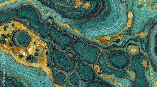 Abstract Fluid Art with Teal and Gold Swirls and Glittering Texture Rich Dynamic Movement and Elegant Design for Backgrounds and Wall Art