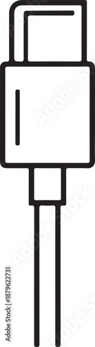 Outline illustration of aUSB Type- C connector with a cable on a white background technology connection