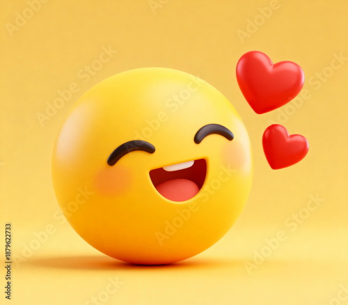 Wallpaper Mural Happy Yellow Emoji with Red Hearts Torontodigital.ca