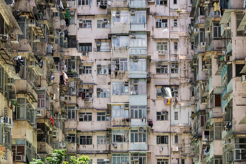 Exterior of The Monster Building. Group of five connected buildings on King's Road, Quarry Bay, Hong Kong. lts official name is Parker Estate